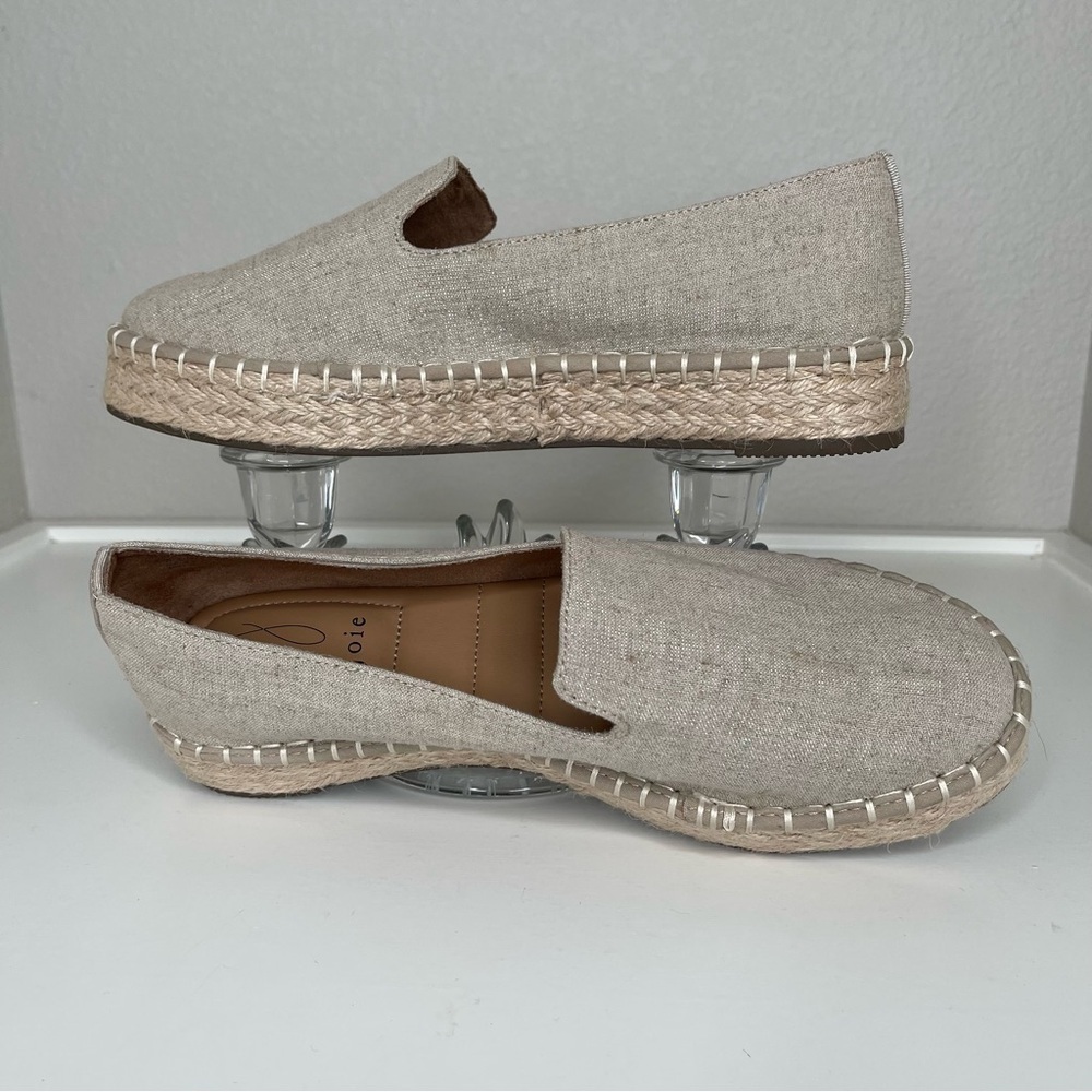 Joie Cara Linen Platform Espadrilles bohemian metallic shimmer boho slip on shoe - Picture 2 of 14